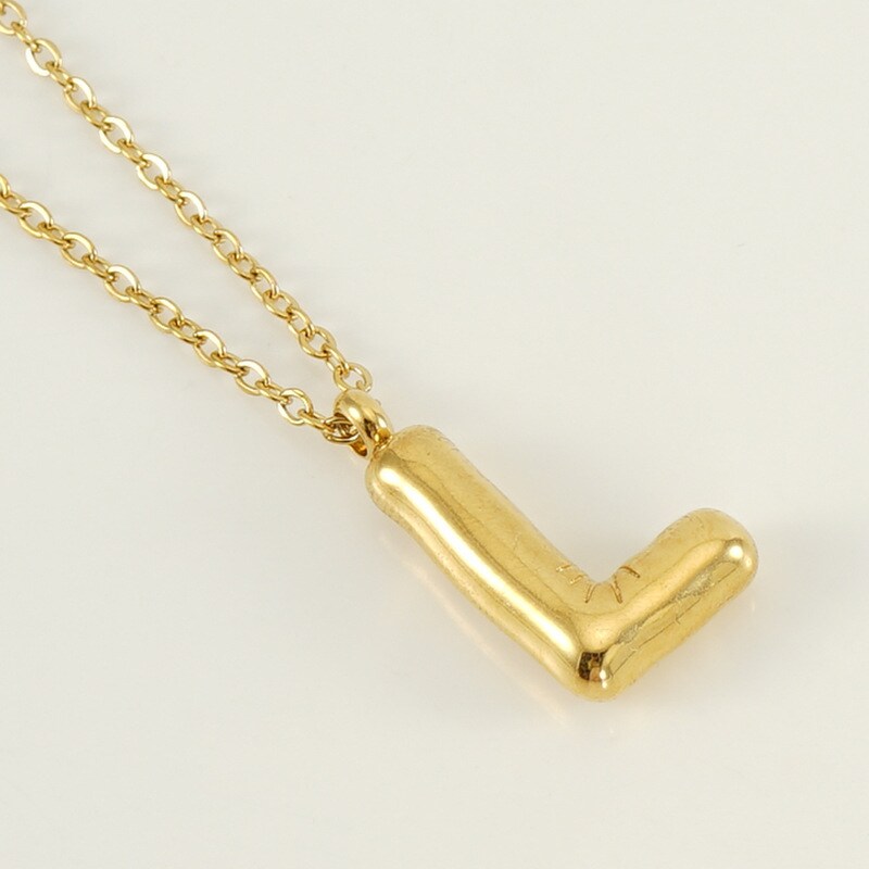 Gold color / 1 Piece Simple Series Simple Letter L Stainless Steel 18K Gold Plated Women's Pendant Necklaces Picture12